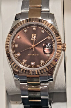 🔥B1009🔥BIBI LUXURY Brown Dial, Gold Case, Two-Tone Bracelet AUTOMATIC Mvmt
